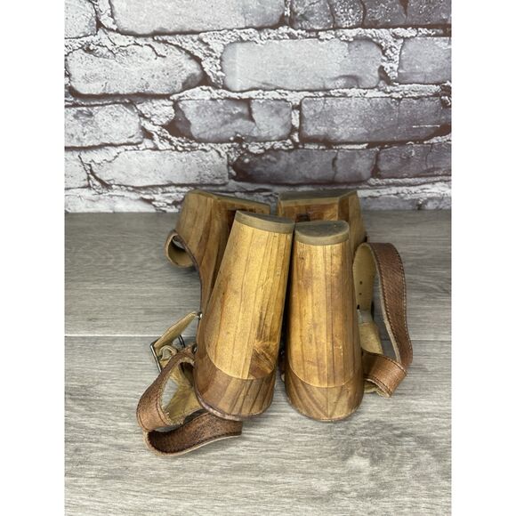 Bed Stu Brown Leather Platform Ankle Strap Wooden Heels Women’s Sz 8M US/38.5EU - Picture 11 of 16
